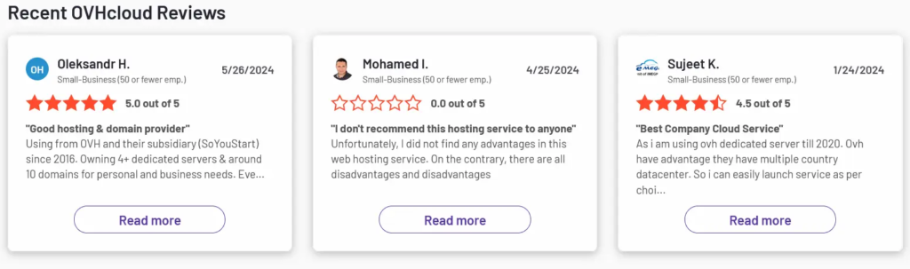 Avis clients sur OVH
